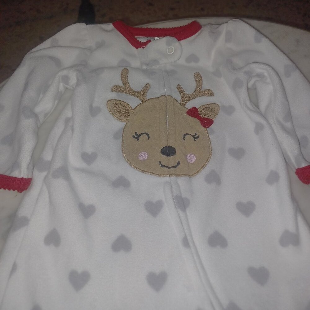 Carter's Baby Feeted Pajamas Christmas Theme Reindeer 3-6 Months